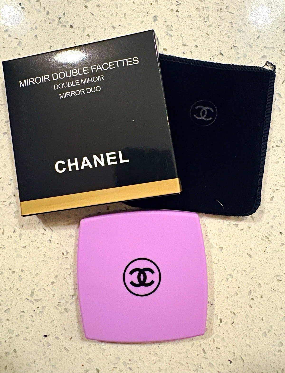 CHANEL Mirror Duo Double-Sided Compact Square Purple w/ Pouch & Box *READ* CHANEL Mirror Duo Double-Sided Compact Square Purple w/ Pouch & Box *READ*