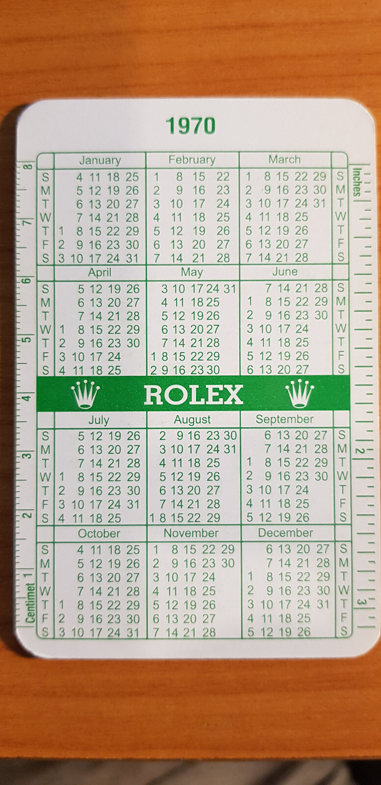 vintage Rolex Calendar 1970-1971 in good condition