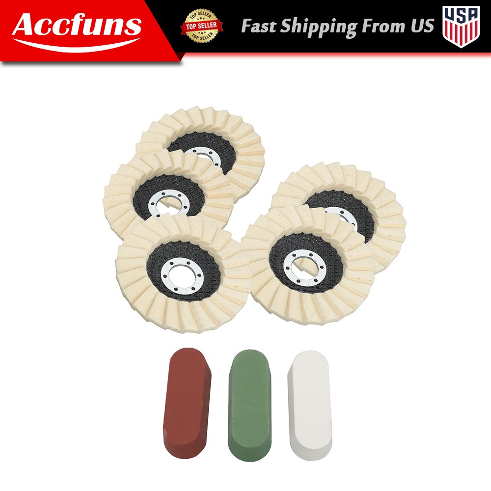 8 Pcs Wool Polishing Wheel Disc Set with 4.5 X 7/8
