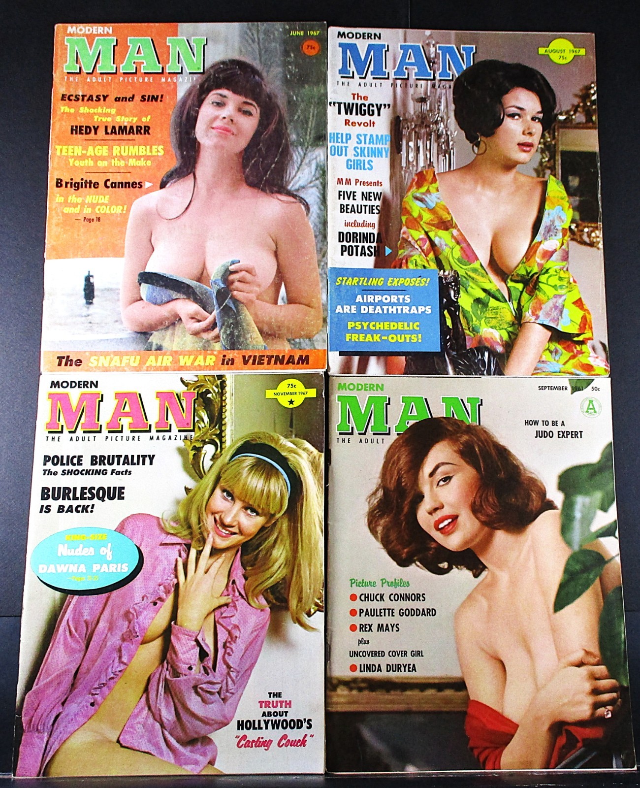 4 * MODERN MAN Magazines * Sept 1961 * June, Aug, Nov 1967