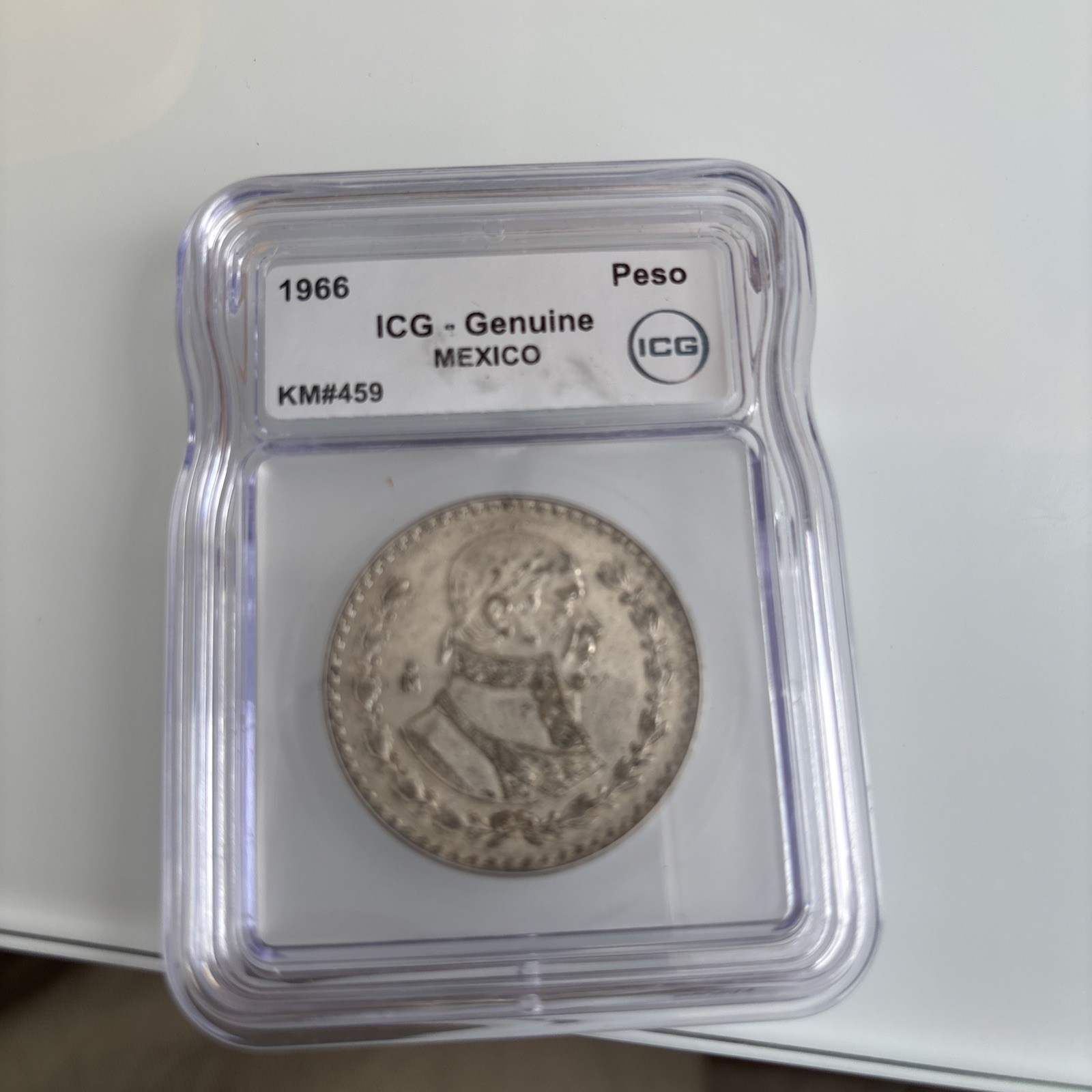 Beautiful 1966-MO Mexican Mexico Silver Un Peso ICG- Genuine