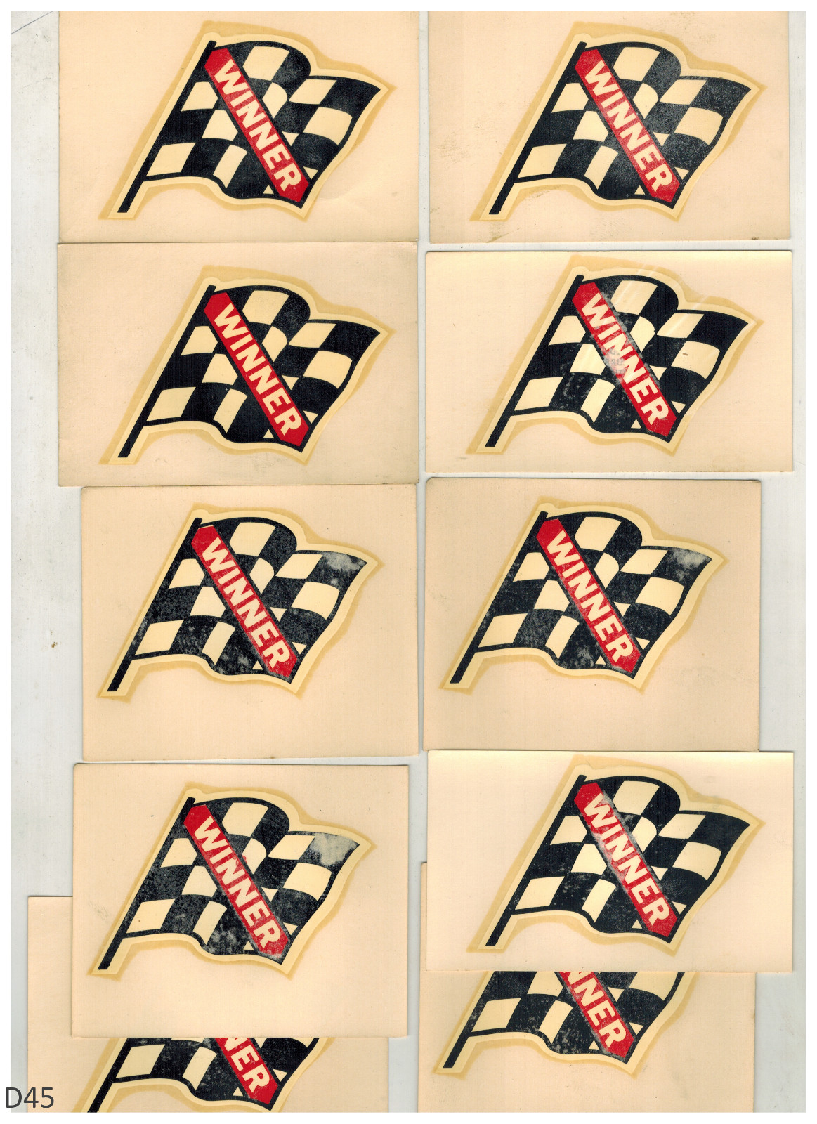 Winner Circle Checkered Flag VTG 60's Water Slide Decals 10pc 3.75 Winner Circle Checkered Flag VTG 60's Water Slide Decals 10pc 3.75