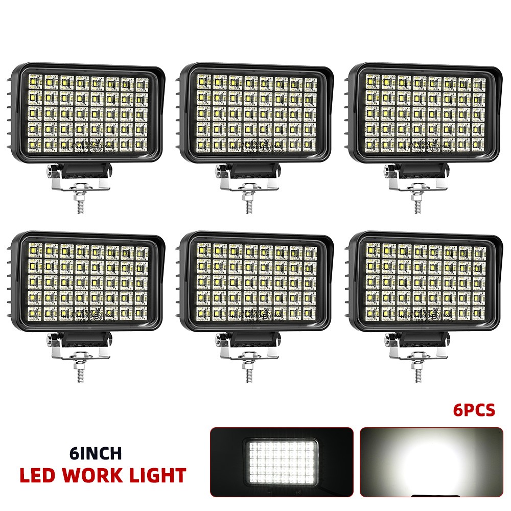6PCS Truck Tractor LED Work Light Pods 6 Inch Flood Lamp SUV Excavator 12V 24V