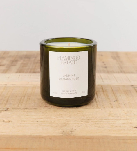 Flamingo Estate Jasmine Damask Rose Candle 8oz Soy Wax Scented NEW