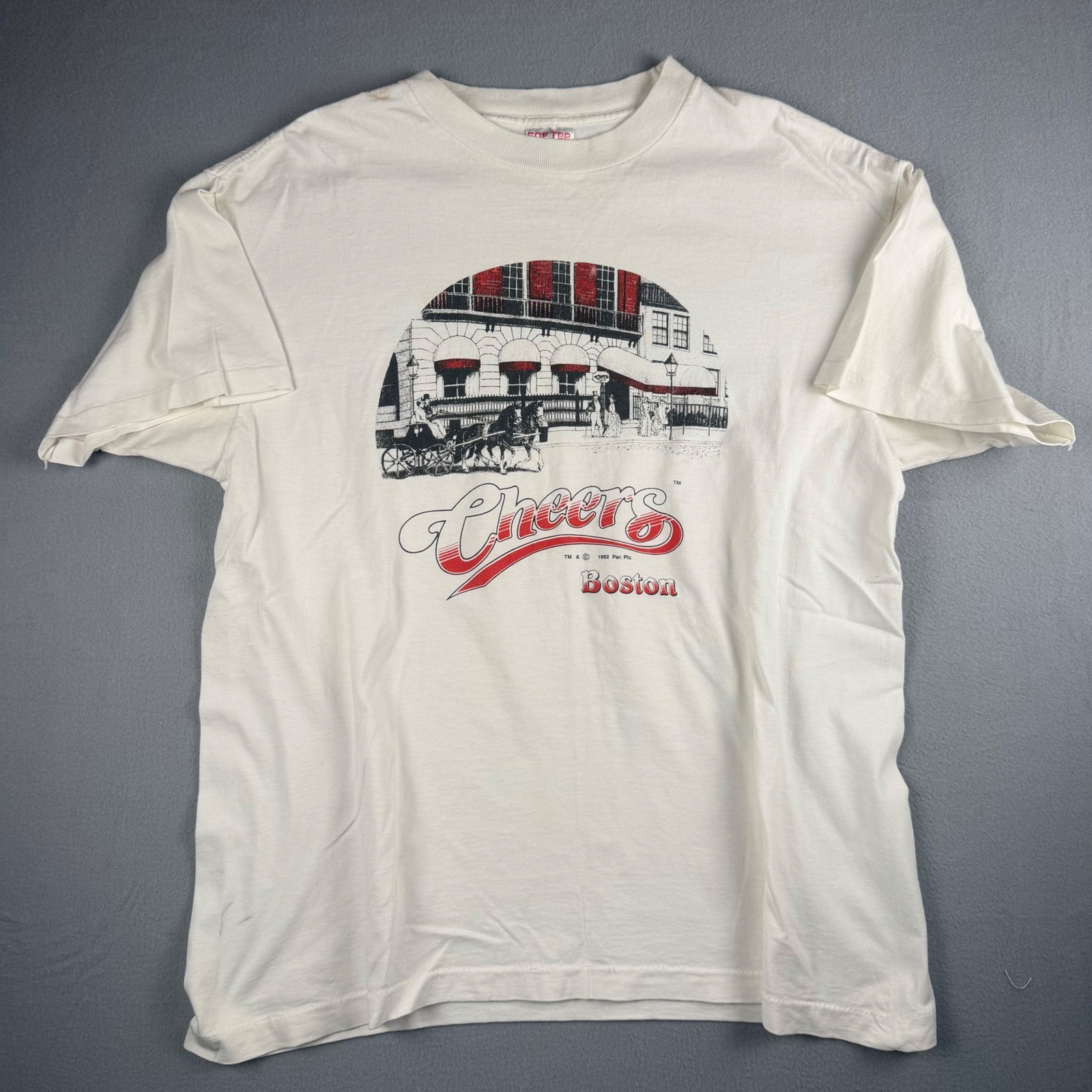 Vintage 1992 Cheers Boston T Shirt Mens XL Tee Jays Single Stitch White TV Show Vintage 1992 Cheers Boston T Shirt Mens XL Tee Jays Single Stitch White TV Show
