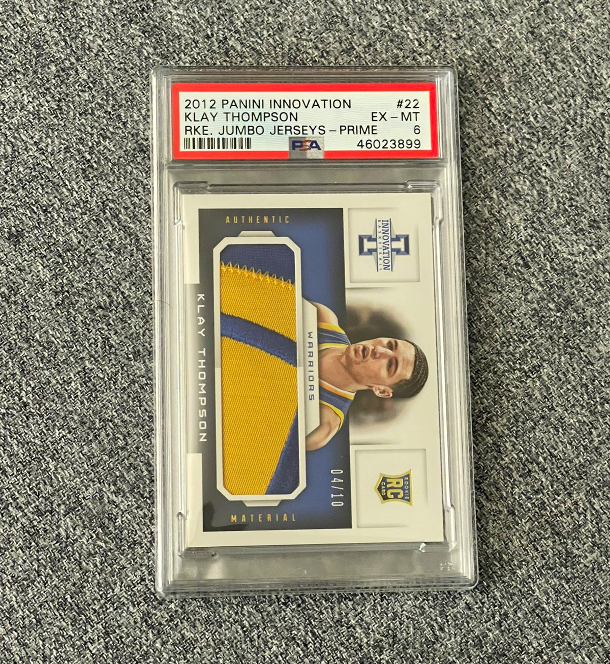 2012 Panini Innovation Klay Thompson Rookie Jumbo Jerseys #22 Prime 4/10 PSA 6 2012 Panini Innovation Klay Thompson Rookie Jumbo Jerseys #22 Prime 4/10 PSA 6