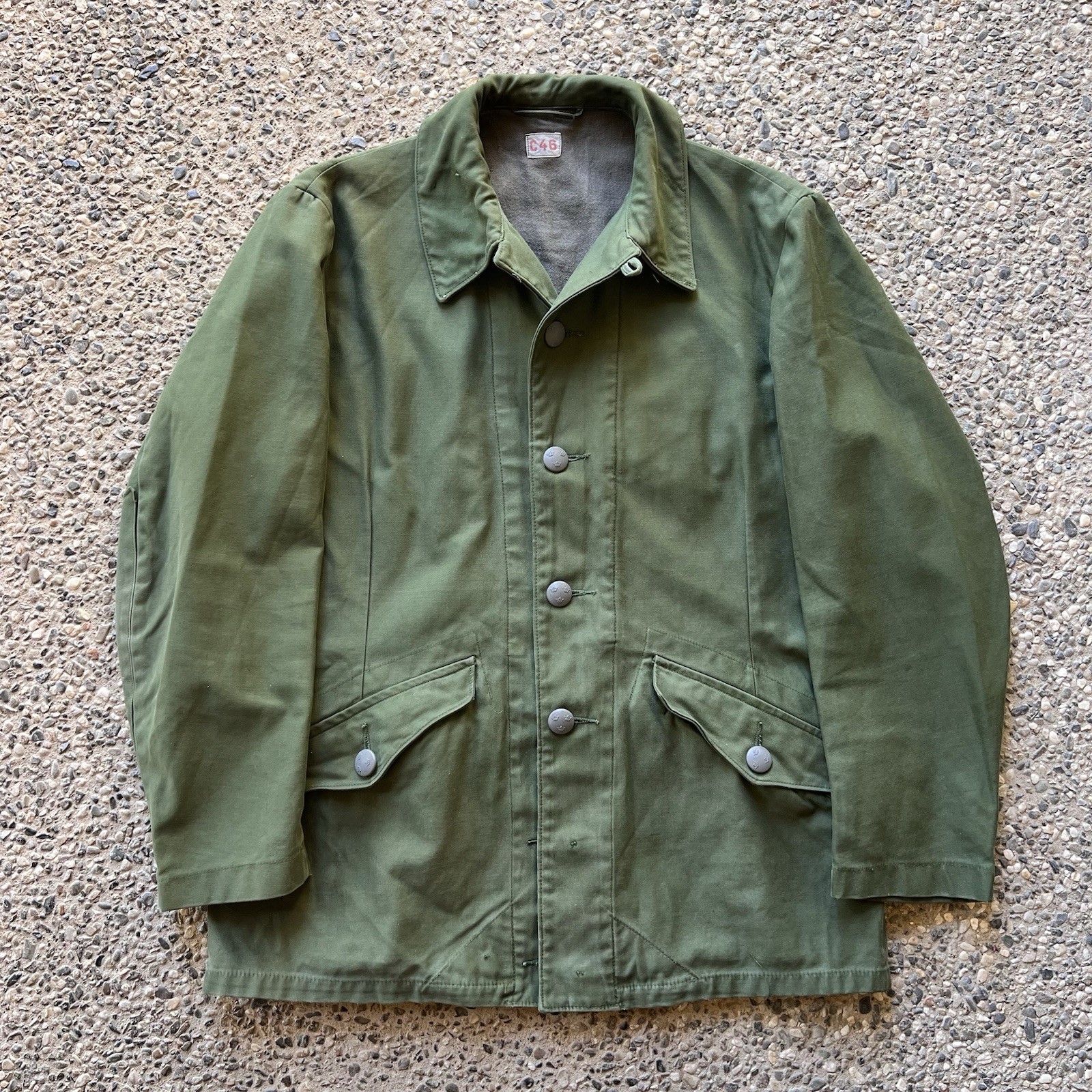 Vintage Swedish M59 Jacket C46 Military Olive Green Chore Coat Vintage Swedish M59 Jacket C46 Military Olive Green Chore Coat
