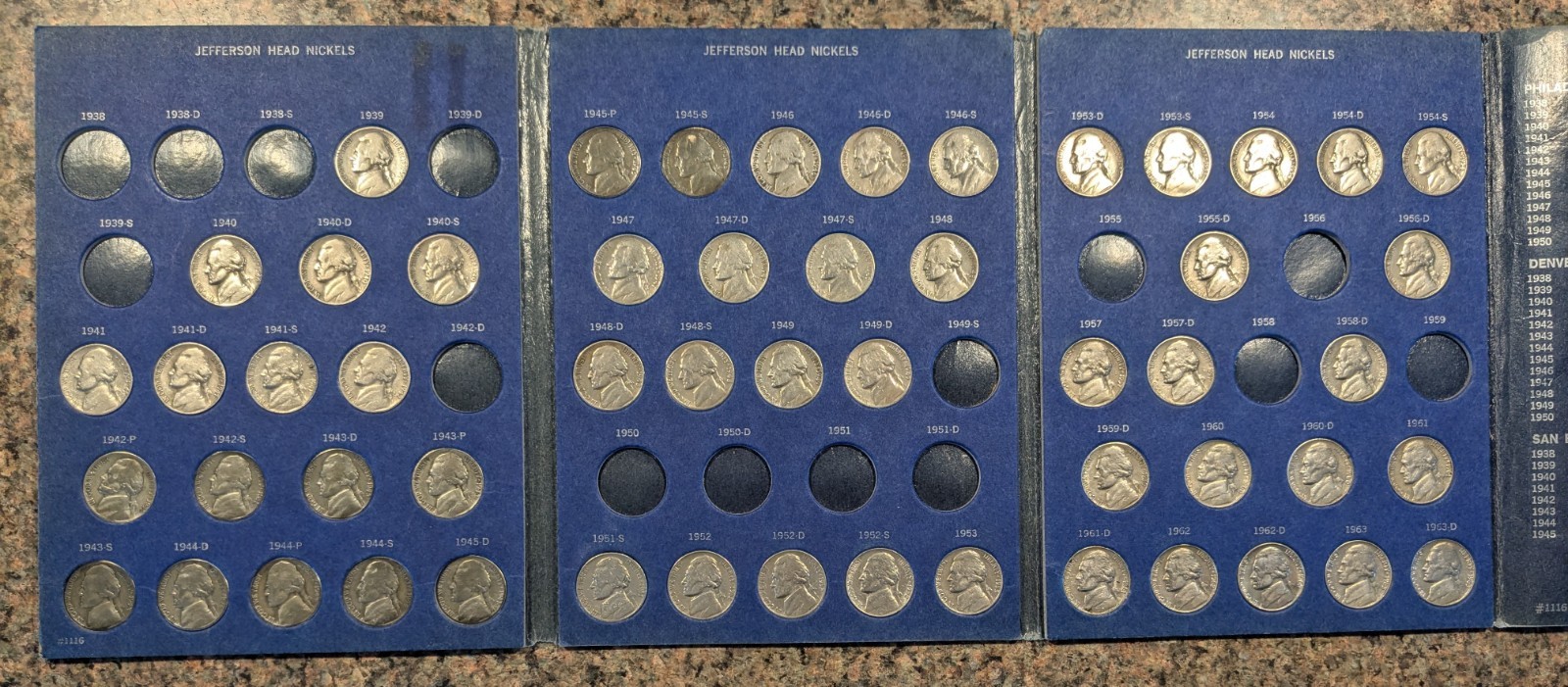 54 Coin 1938-1963 JEFFERSON HEAD NICKEL COLLECTION - includes 11 WAR Nickels 54 Coin 1938-1963 JEFFERSON HEAD NICKEL COLLECTION - includes 11 WAR Nickels