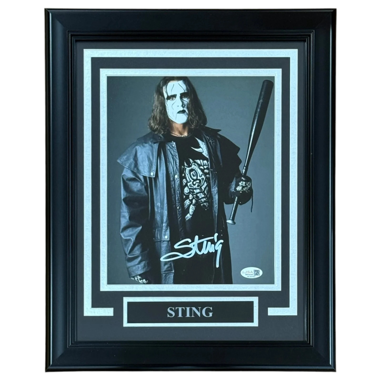 Sting Autographed WCW Wrestling (with Bat) Deluxe Framed 8x10 Photo - JSA Sting Autographed WCW Wrestling (with Bat) Deluxe Framed 8x10 Photo - JSA