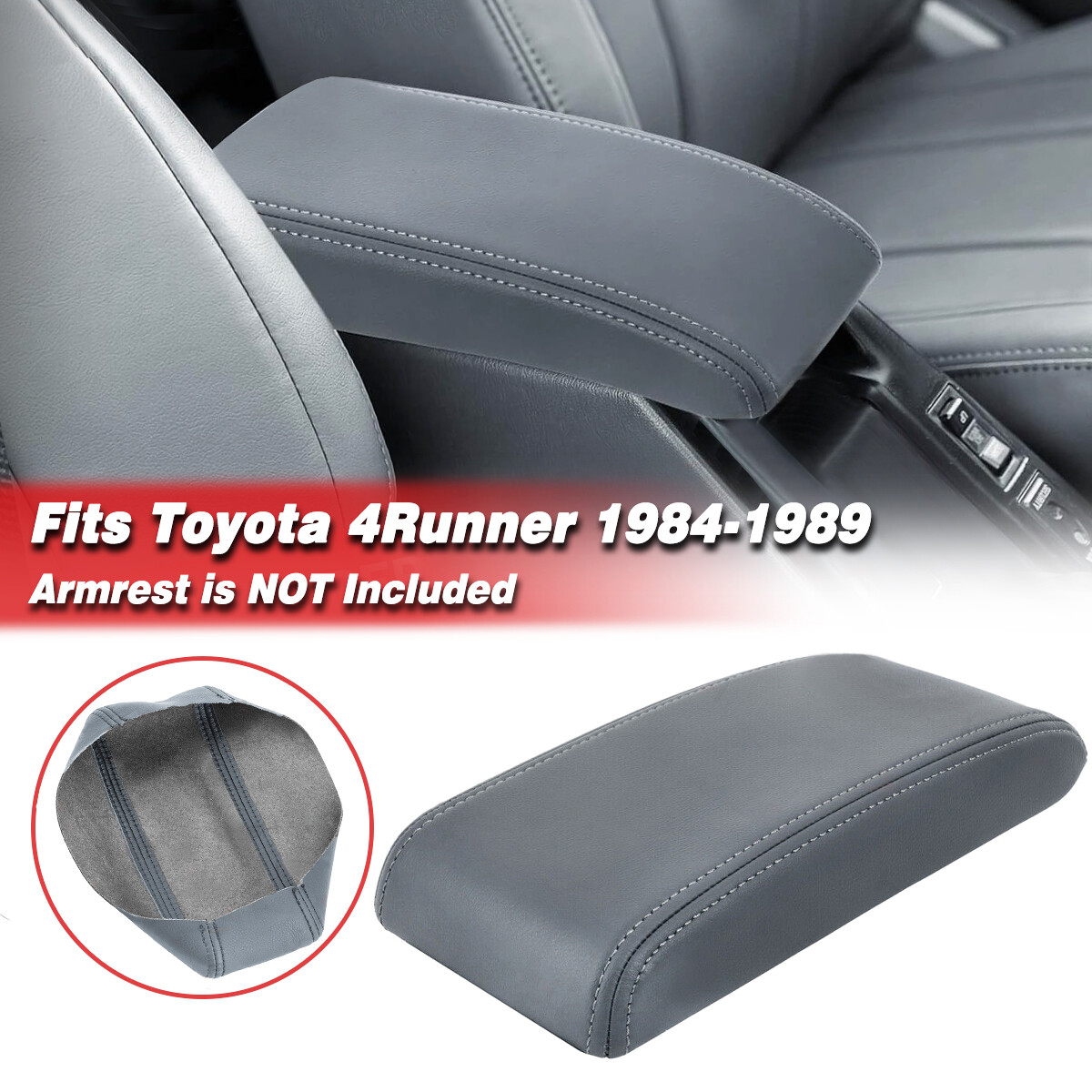 Fits 1984-1989 Toyota 4Runner Center Console Lid Armrest Leather Cover Trim Gray Fits 1984-1989 Toyota 4Runner Center Console Lid Armrest Leather Cover Trim Gray