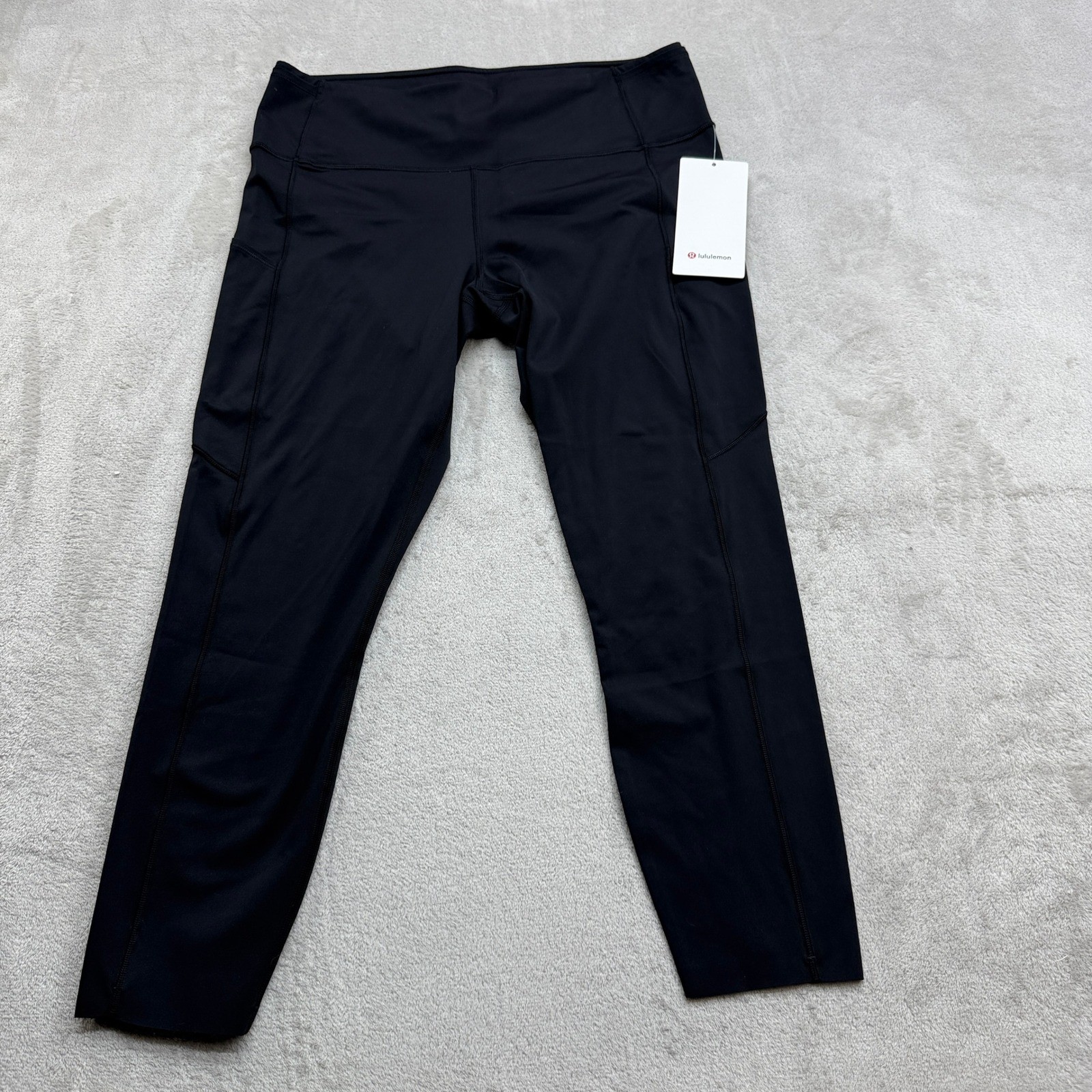 Lululemon Fast and Free HR Tight 25 Women\'s 14 Black Nulux Pockets Workout Yoga