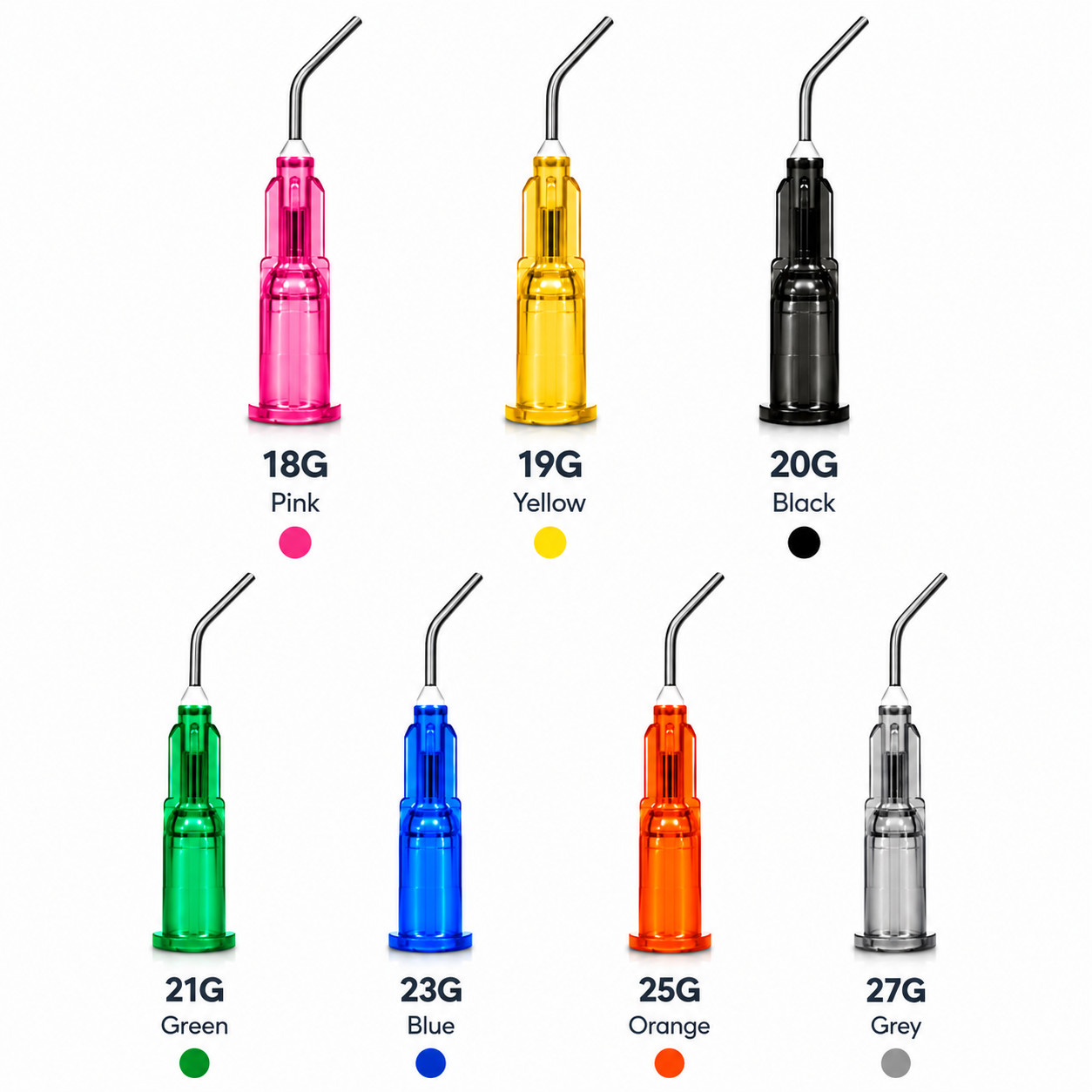 Pre-Bent Dental Dispensing Tips Luer Lock Blunt Applicator (Choose Gauge & Qty)