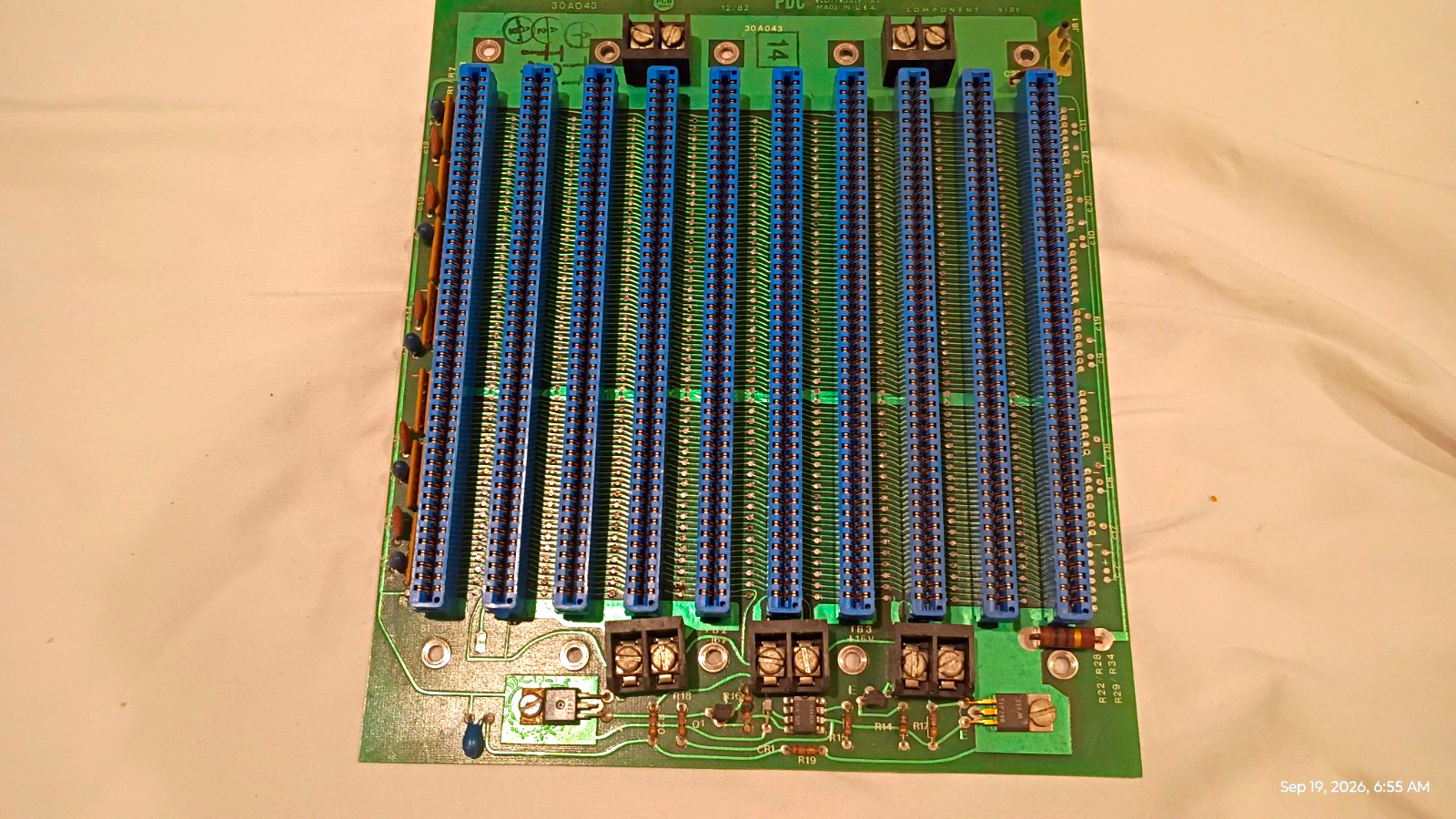 Vintage 1982 PDC 30A043 12-Slot Computer Backplane PCB Scottsdale AZ Made USA