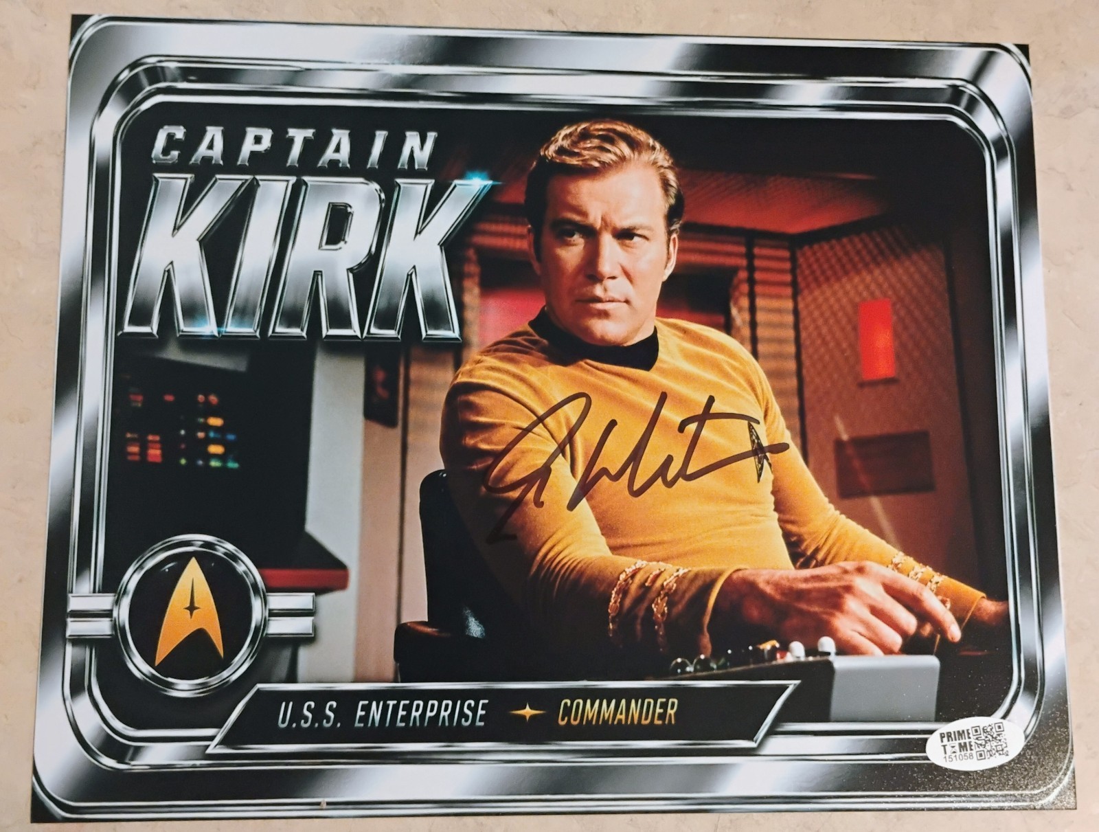William Shatner Signed 8x10 Photo With Prime Time Sports And Framing COA William Shatner Signed 8x10 Photo With Prime Time Sports And Framing COA