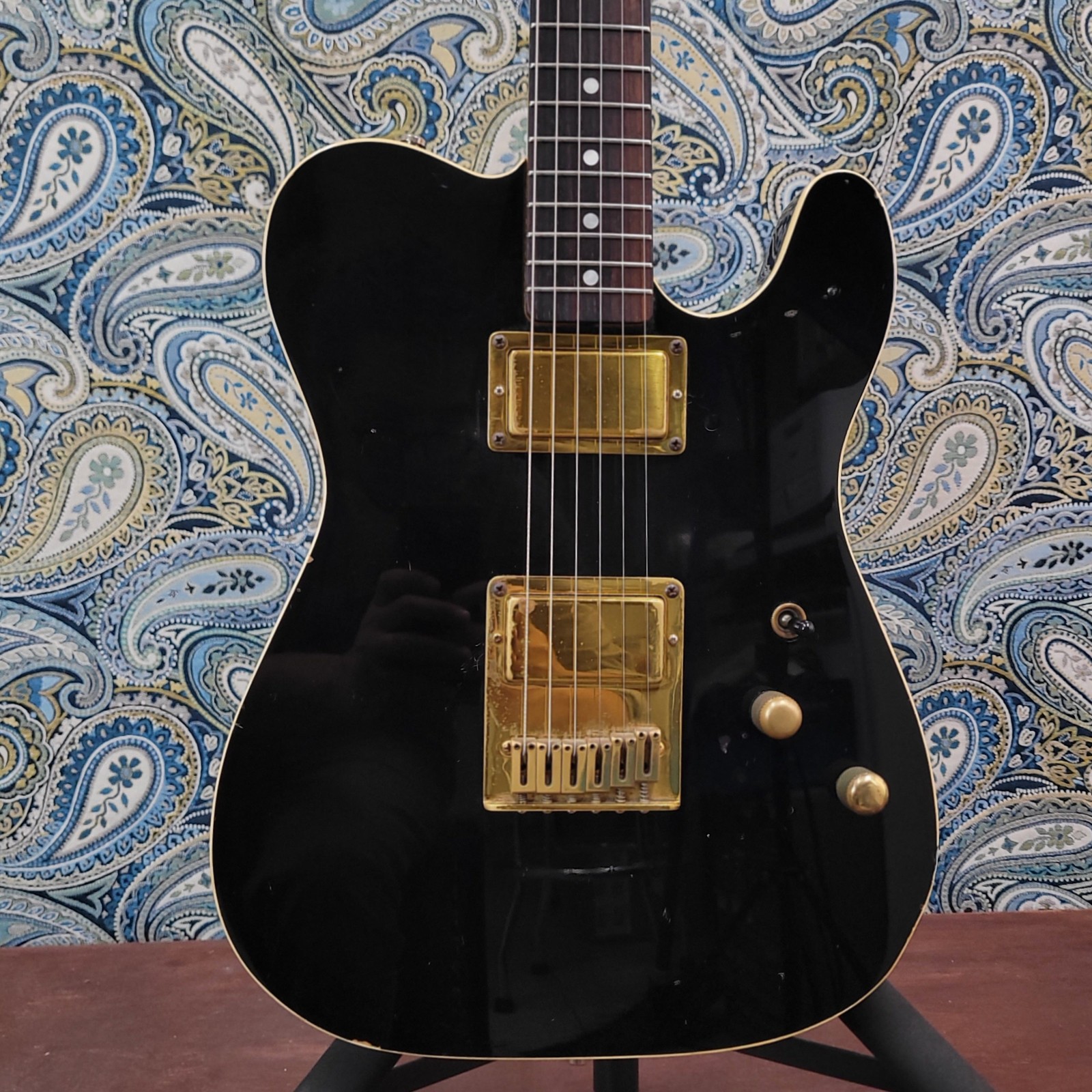 Used Schecter PT 1985 Black/Gold Telecaster