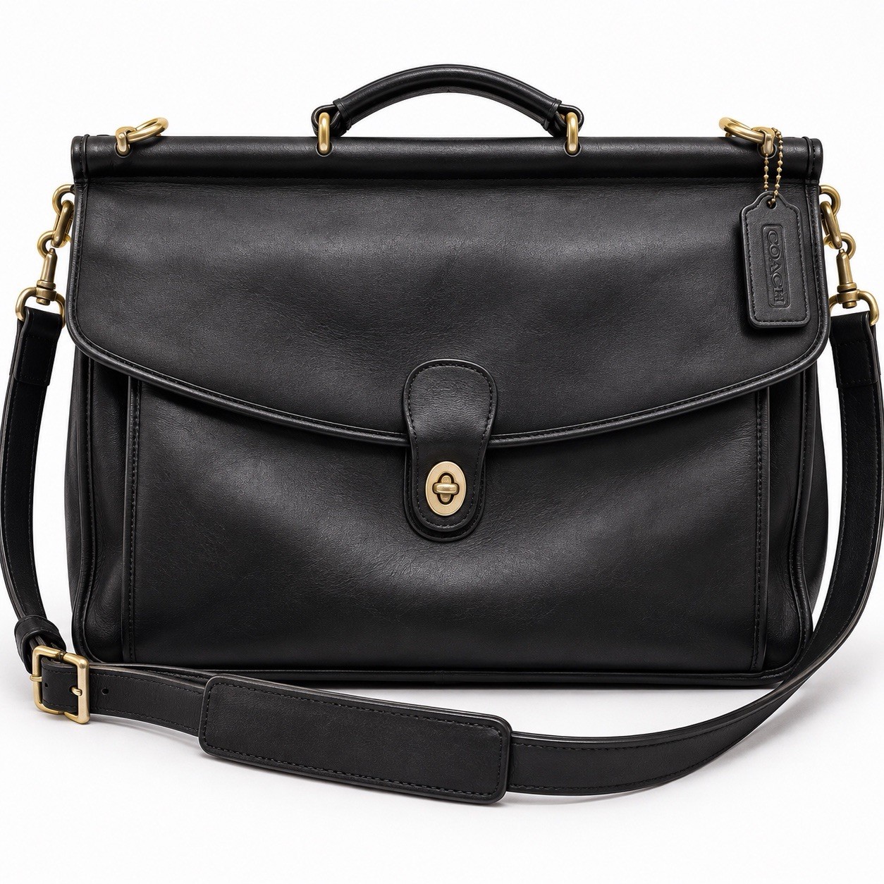 Vintage 1998 Coach Metropolitan Briefcase 5180 Black Leather Bag w/ Strap