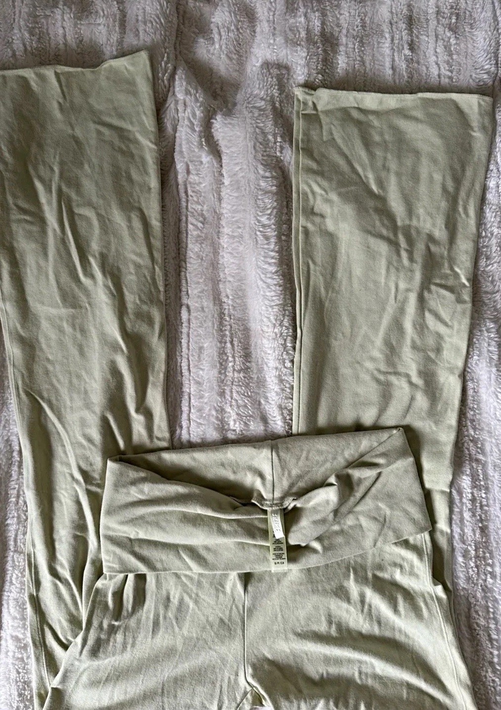 Skims Green Cotton Jersey Foldover Lounge Pants Womens S Pull-On Stretch Flare Skims Green Cotton Jersey Foldover Lounge Pants Womens S Pull-On Stretch Flare