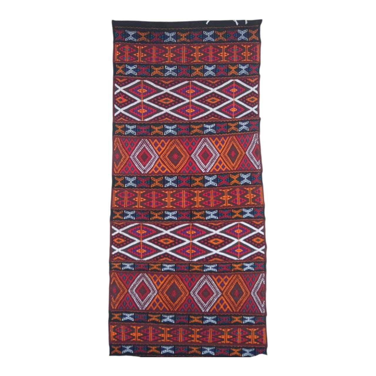 Vintage Handmade Berber Wool Rug 201x85-92cm Algerian Sahara Tribal 