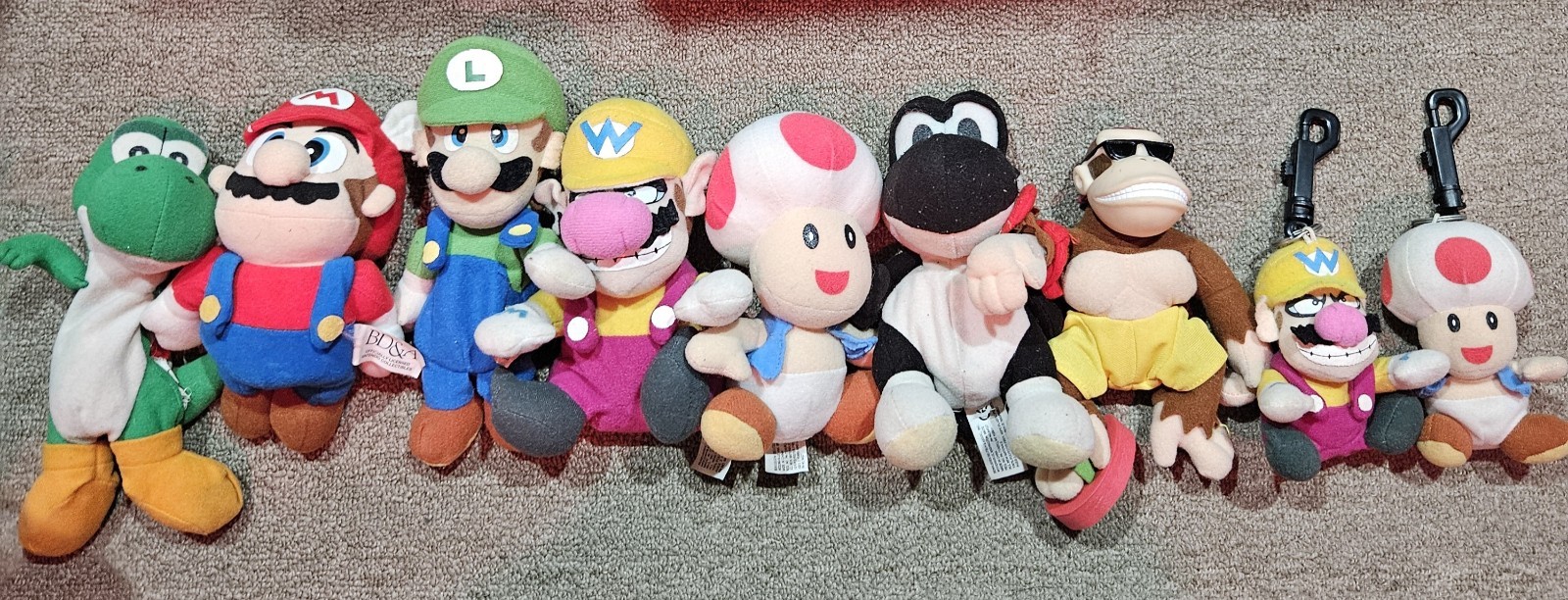 Vintage 1997 Nintendo 64 BD&A Super Mario Plush Beanie Lot - Mario,luigi,wario, Vintage 1997 Nintendo 64 BD&A Super Mario Plush Beanie Lot - Mario,luigi,wario,