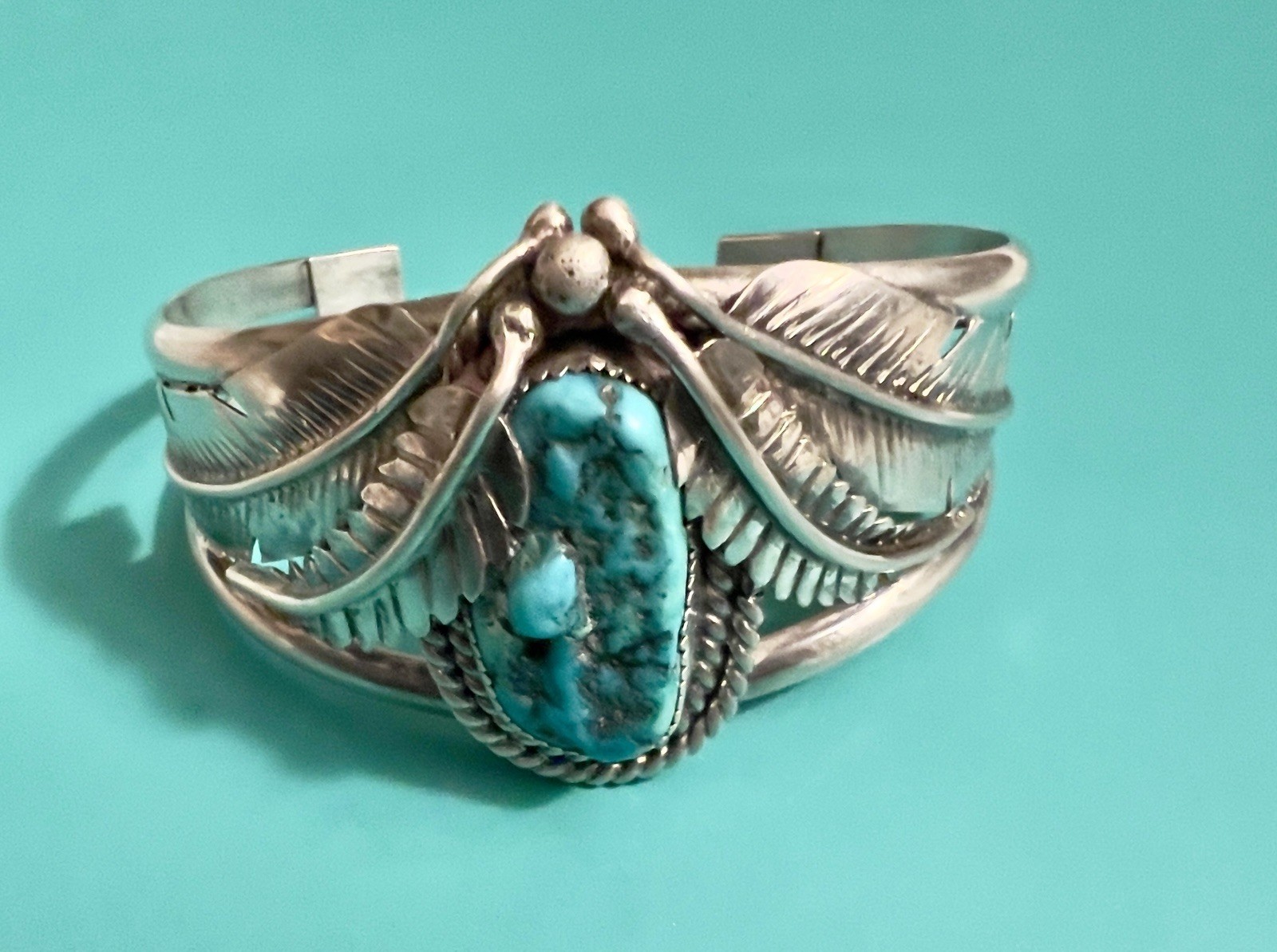 Vintage Southwestern Silver Turquoise Cuff Bracelet
