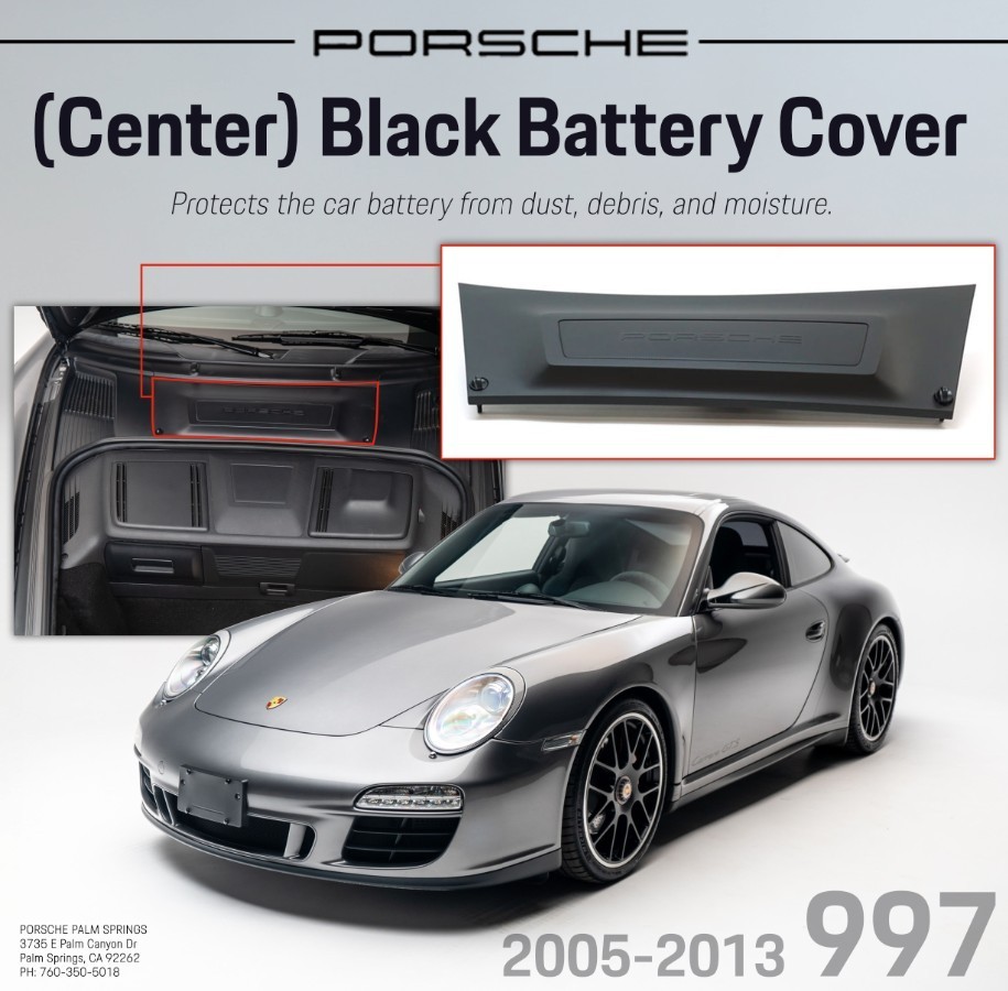 2005-2013 Porsche 997 Black Battery Cover (Center Cowl Piece) - 99757256705FMT
