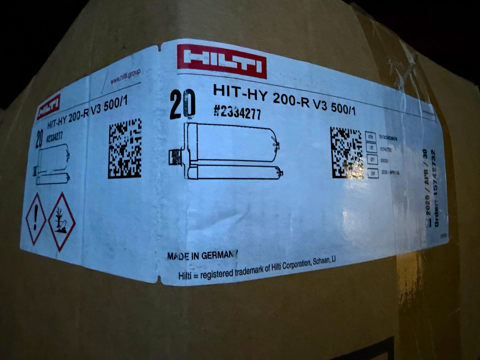 Hilti HIT-HY 200-R V3 500/1 Injectable Mortar Epoxy 2334277 Hilti HIT-HY 200-R V3 500/1 Injectable Mortar Epoxy 2334277