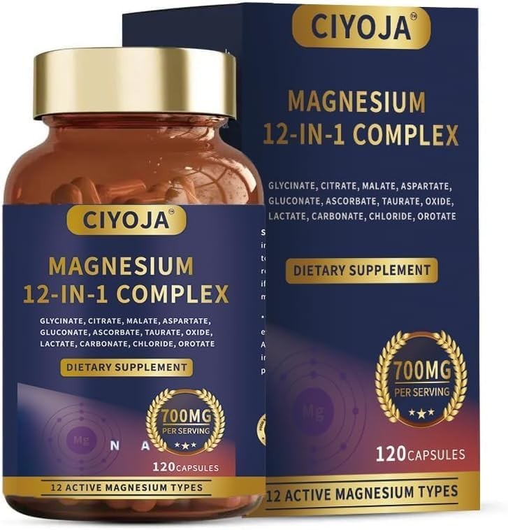 12 En 1 Complejo De Magnesio 700mg Suplemento 120 Cápsulas Para Mujeres Hombre