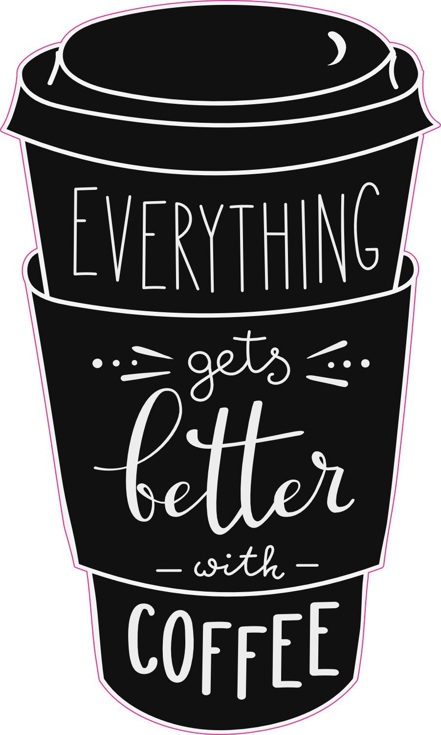 StickerTalk Everything Gets Better With Coffee Vinyl Sticker, 3 inches x 5 in...