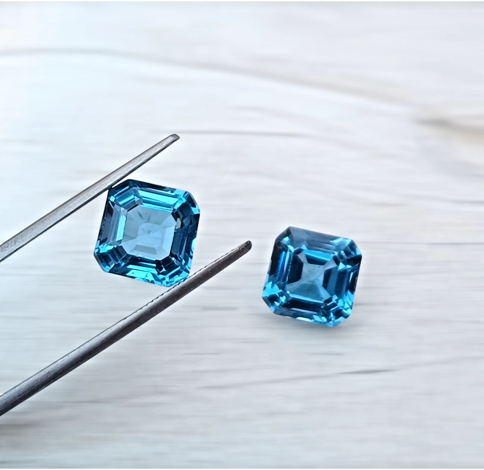 13 Ct Matching Pair Natural London Blue Topaz Octagon Cut FL Certified Gemstones