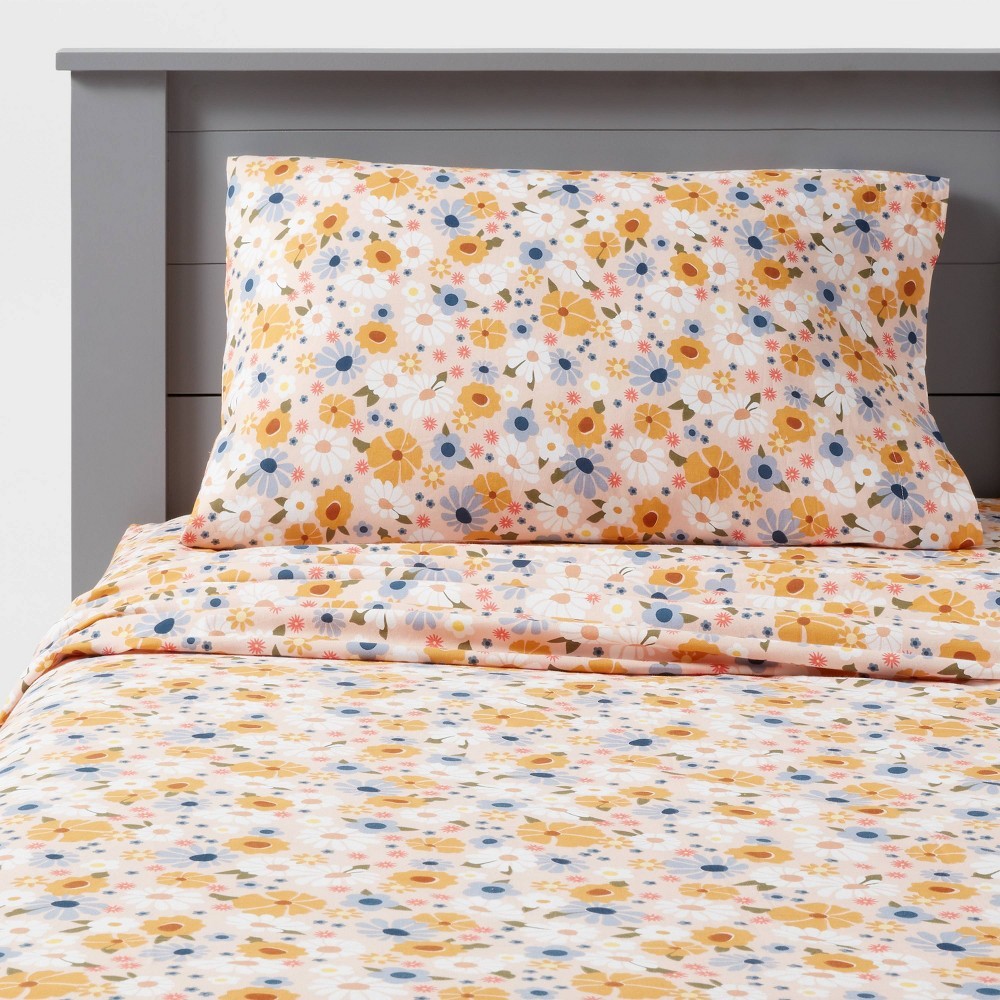 Twin Vintage Floral Print Cotton Kids' Sheet Set