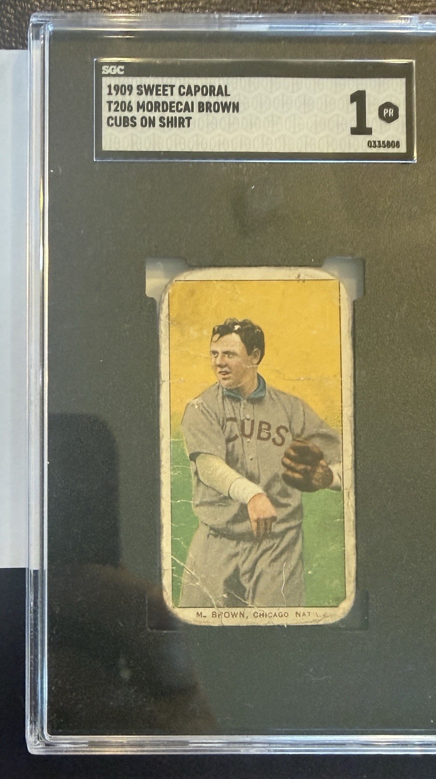 1909-11 T206 - Mordecai Brown 150 Back Cubs on Jersey 1909-11 T206 - Mordecai Brown 150 Back Cubs on Jersey
