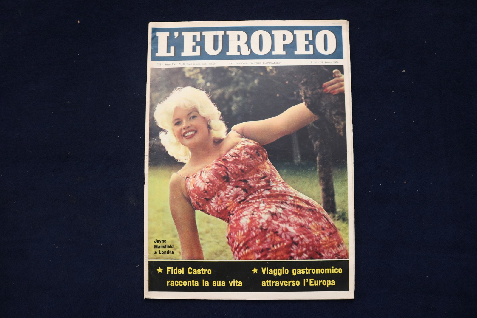 1959 AUGUST 23 L\'EUROPEO MAGAZINE - JAYNE MANSFIELD COVER - ITALIAN - E 34533
