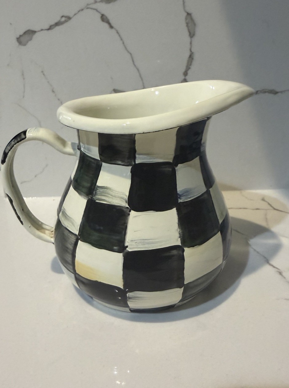 Mackenzie-Childs Creamer Enameled Courtly Check Pattern Mackenzie-Childs Creamer Enameled Courtly Check Pattern