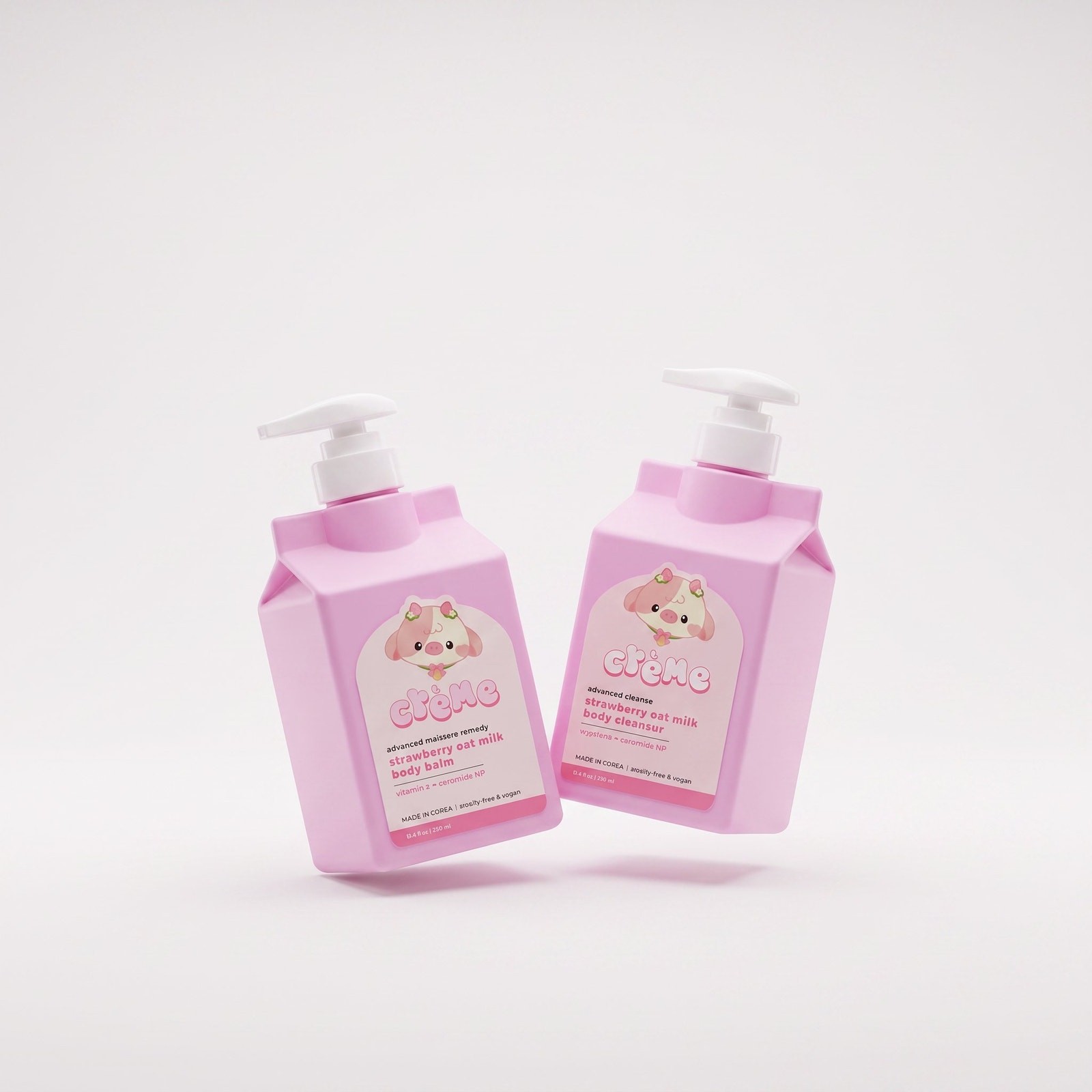 The Crème Shop Strawberry Oat Milk Body Cleanser & Balm Duo 8.4 oz Each