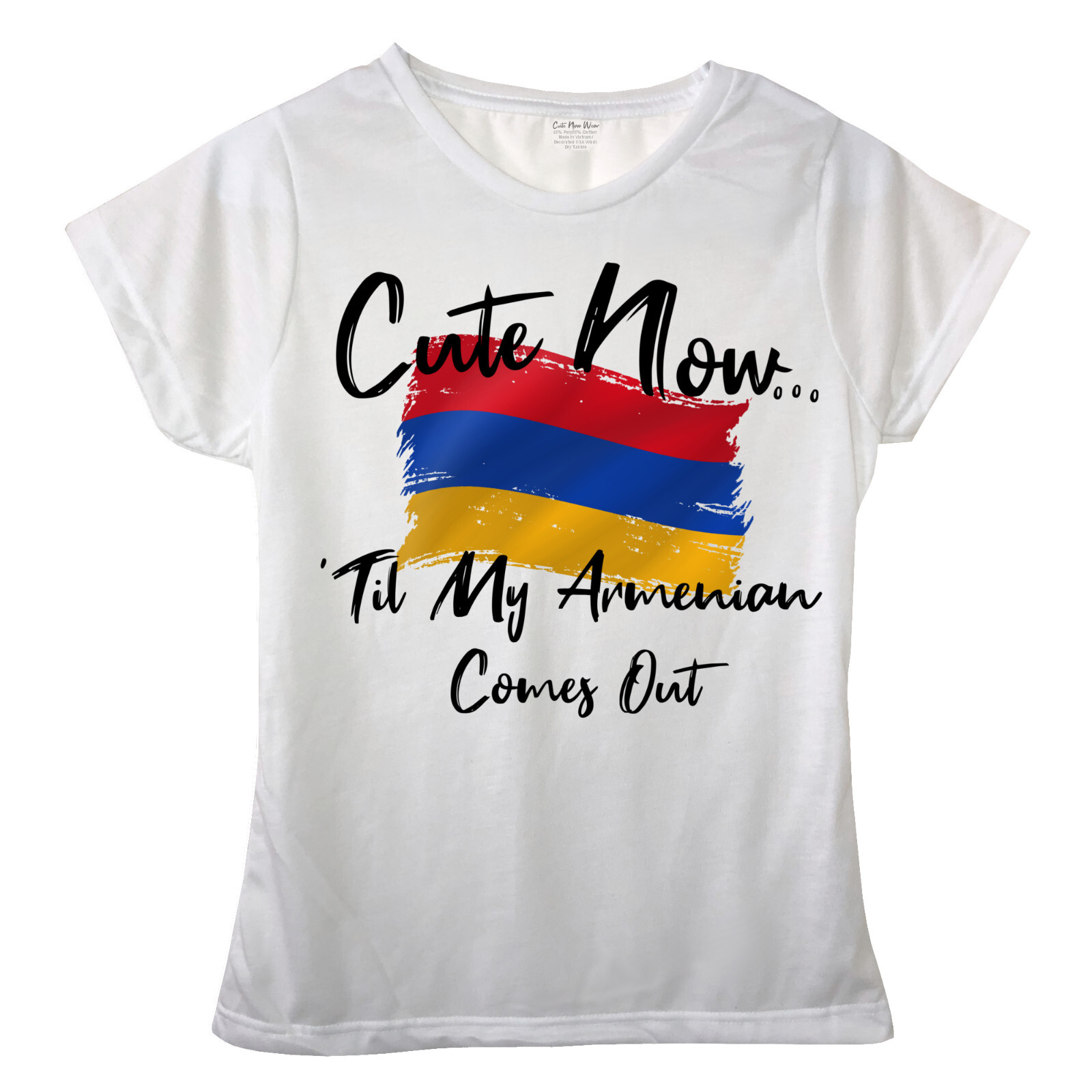 Cute Now... \'Til My Armenian Comes Out Ladies Girls Armenia Flag T-shirt Top Cute Now... \'Til My Armenian Comes Out Ladies Girls Armenia Flag T-shirt Top
