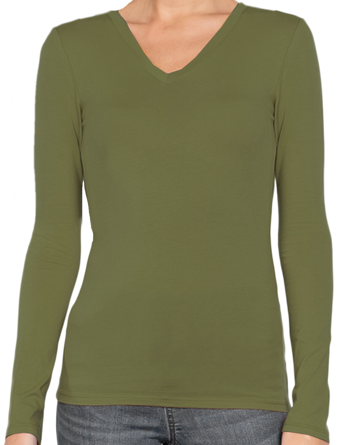 Basic Women's Soft Lightweight Rayon Blend Basic V-Neck Long Sleeve T-Shirt Top Basic Women's Soft Lightweight Rayon Blend Basic V-Neck Long Sleeve T-Shirt Top