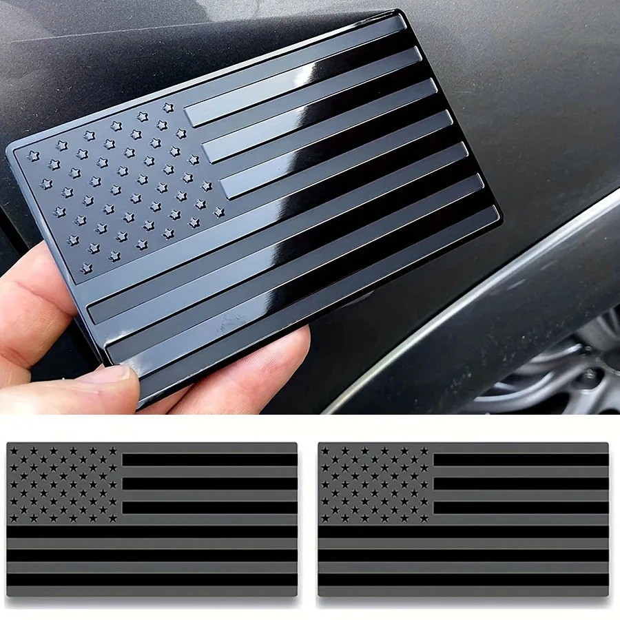 2Pcs Car Truck Metal USA Flag Sticker  American Decal Body Emblem Accessories