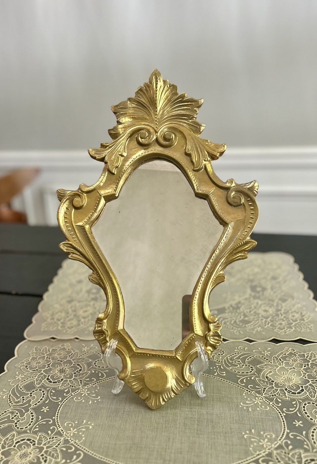 Vintage Italian Florentia Gold Gilt mirror ornate Baroque Rococo Made in Italy