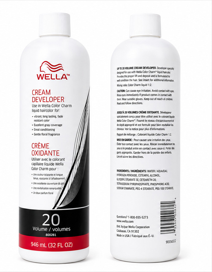 Wella Color Charm Cream Developer 20 Volume 32 oz (946mL) for Hair