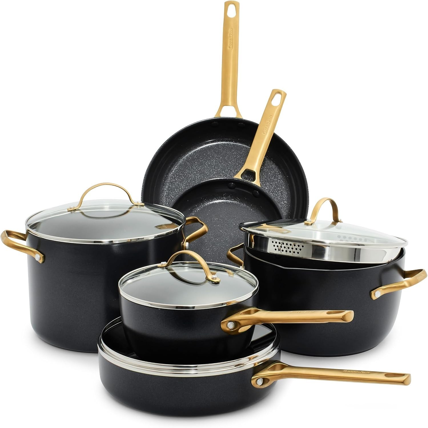 GreenPan Reserve 10-Piece Ceramic Nonstick Cookware Set Black Hard Anodized New