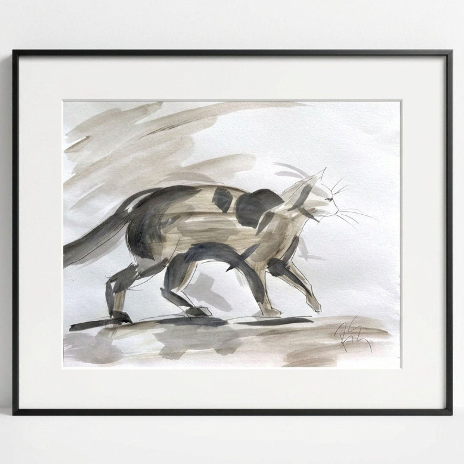 EMBRY Original Abstract Acrylic Cat Painting \