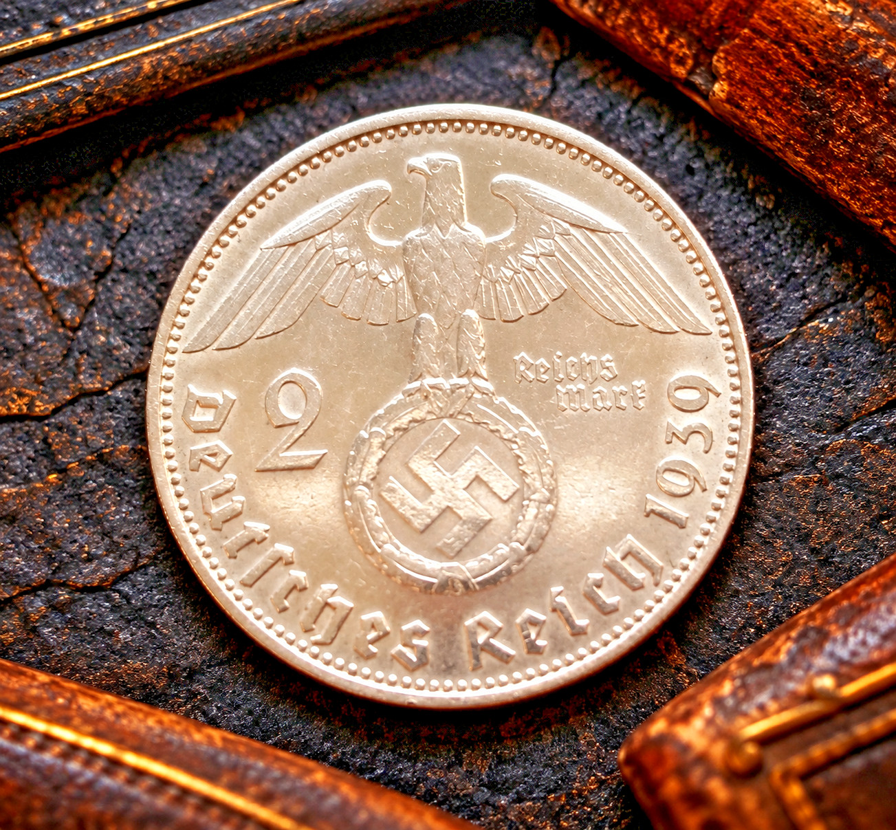 German WWII 2 Reichsmark SILVER Genuine Coin (1936-1939) Historical WW2 Artifact