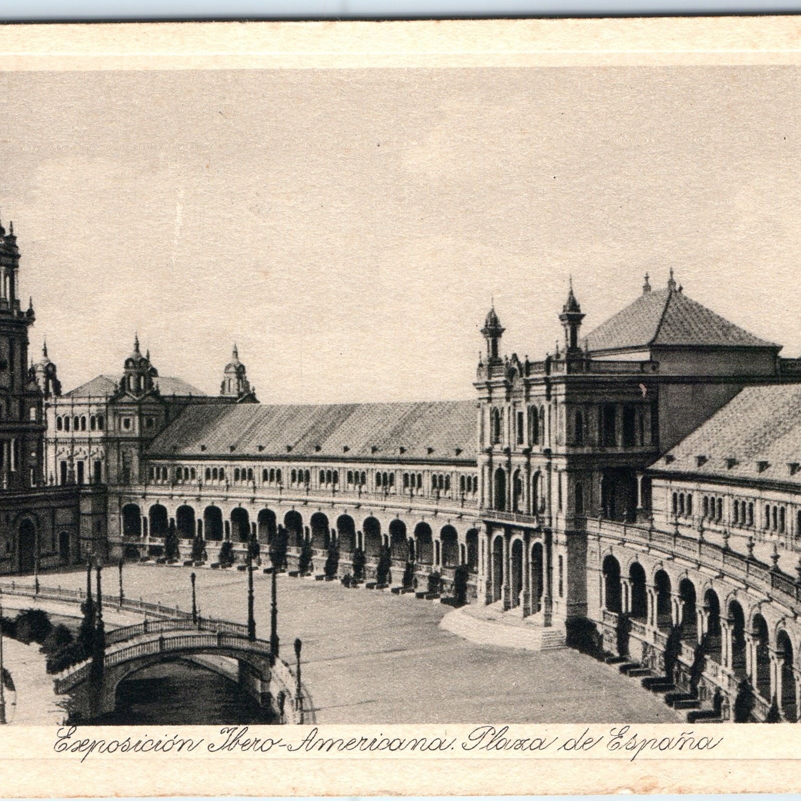 c1920s Seville, Spain Ibero-American Expo Plaza de Espana Tower Bridge A356