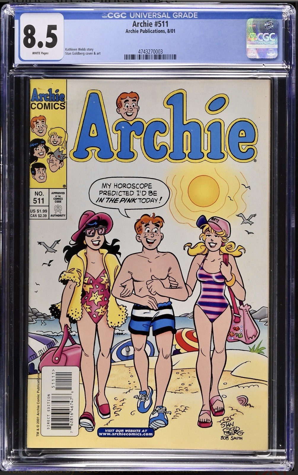 Rare Archie 511 CGC 8.5 White Pages Innuendo \ Rare Archie 511 CGC 8.5 White Pages Innuendo \