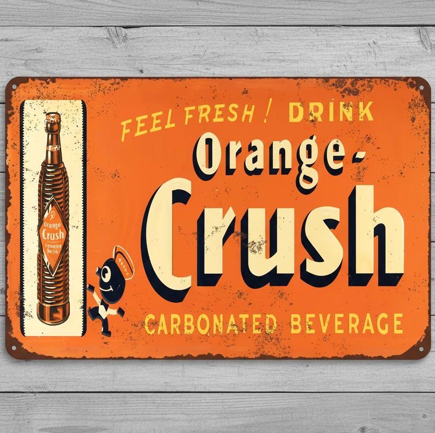 Drink Orange Crush 8 x 12 Novelty Vintage Metal Sign Made In USA New