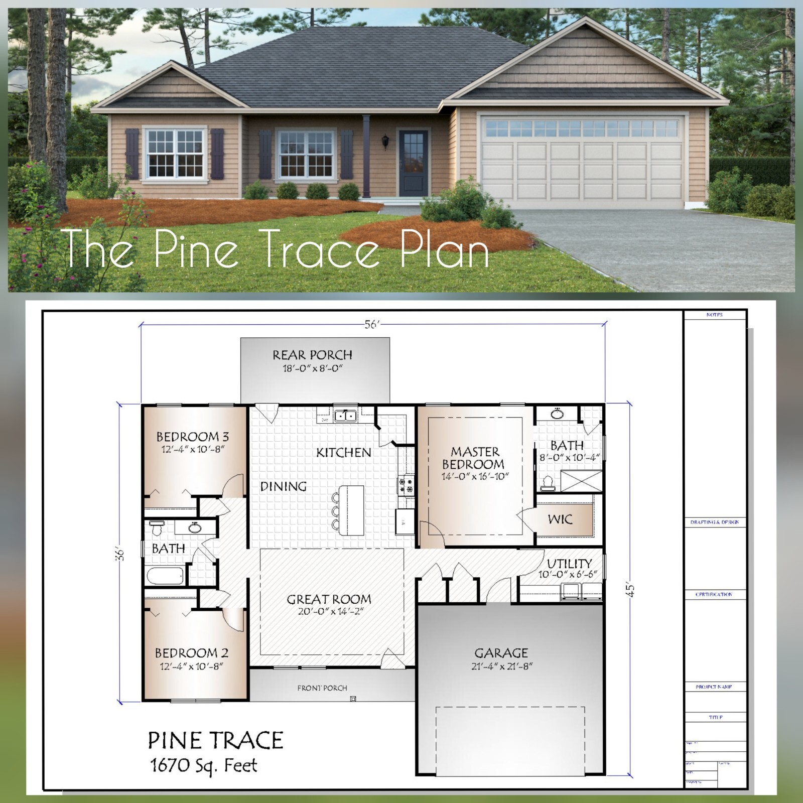 Pine Trace House Plan 1670 Heated Square Feet