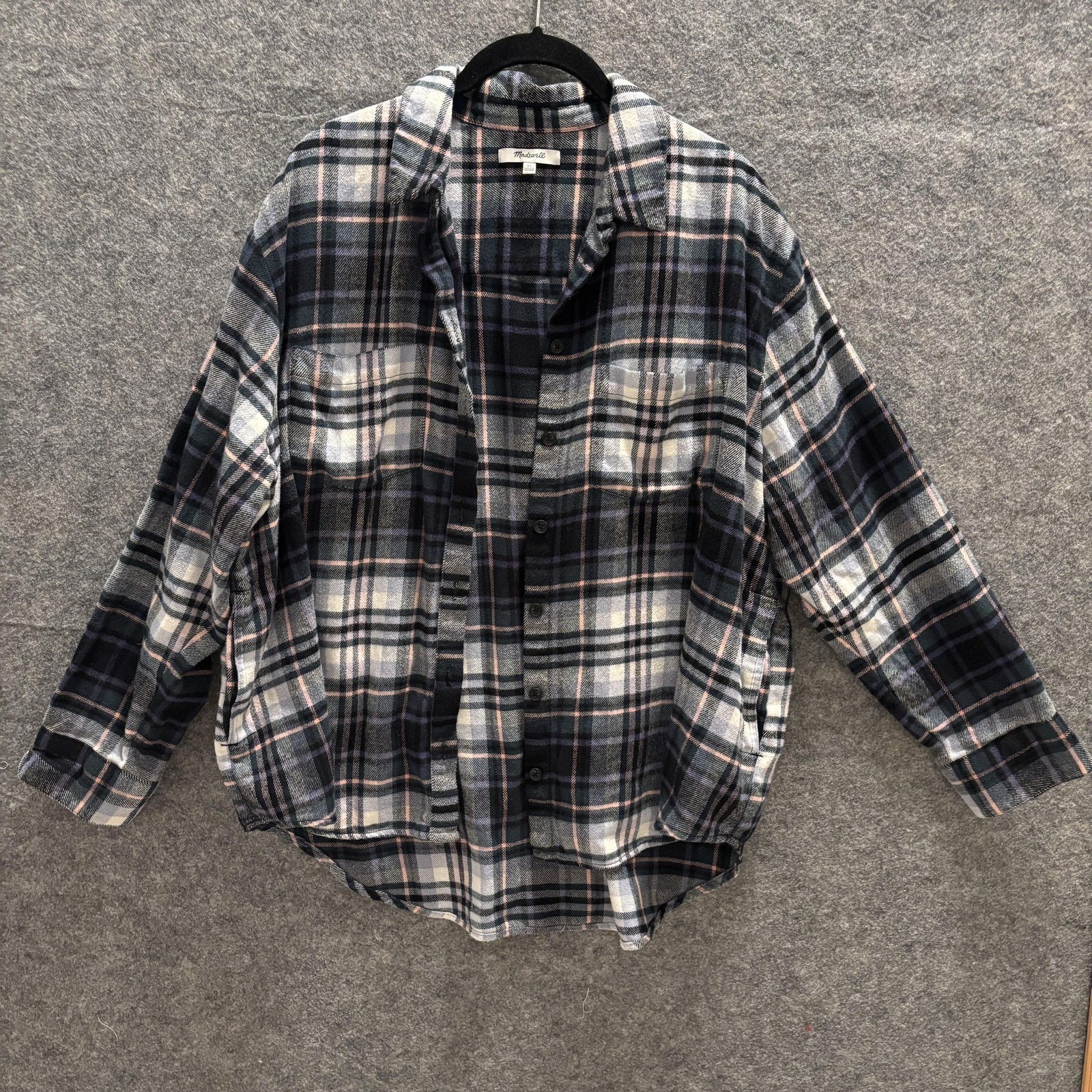 Madewell Shirt Women Size XL Multicolor Flannel Plaid Shacket Long Sleeve Pocket
