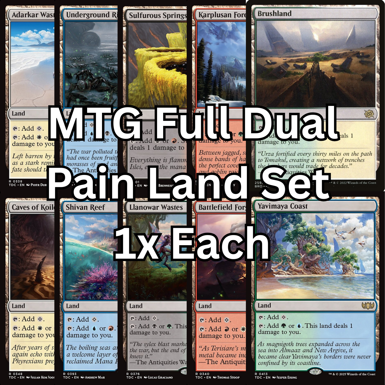 All Ten 10 Rare Dual Pain Lands BEST VALUE English Magic MTG Commander EDH NM