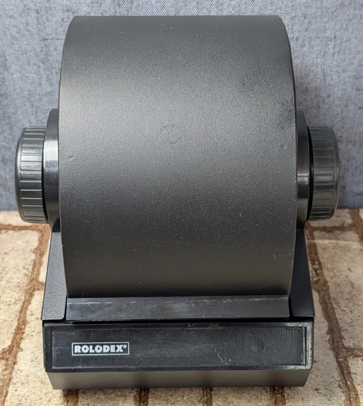 Vintage Rolodex Covered Rotary Business Card File Black Desk Organizer 2254D USA