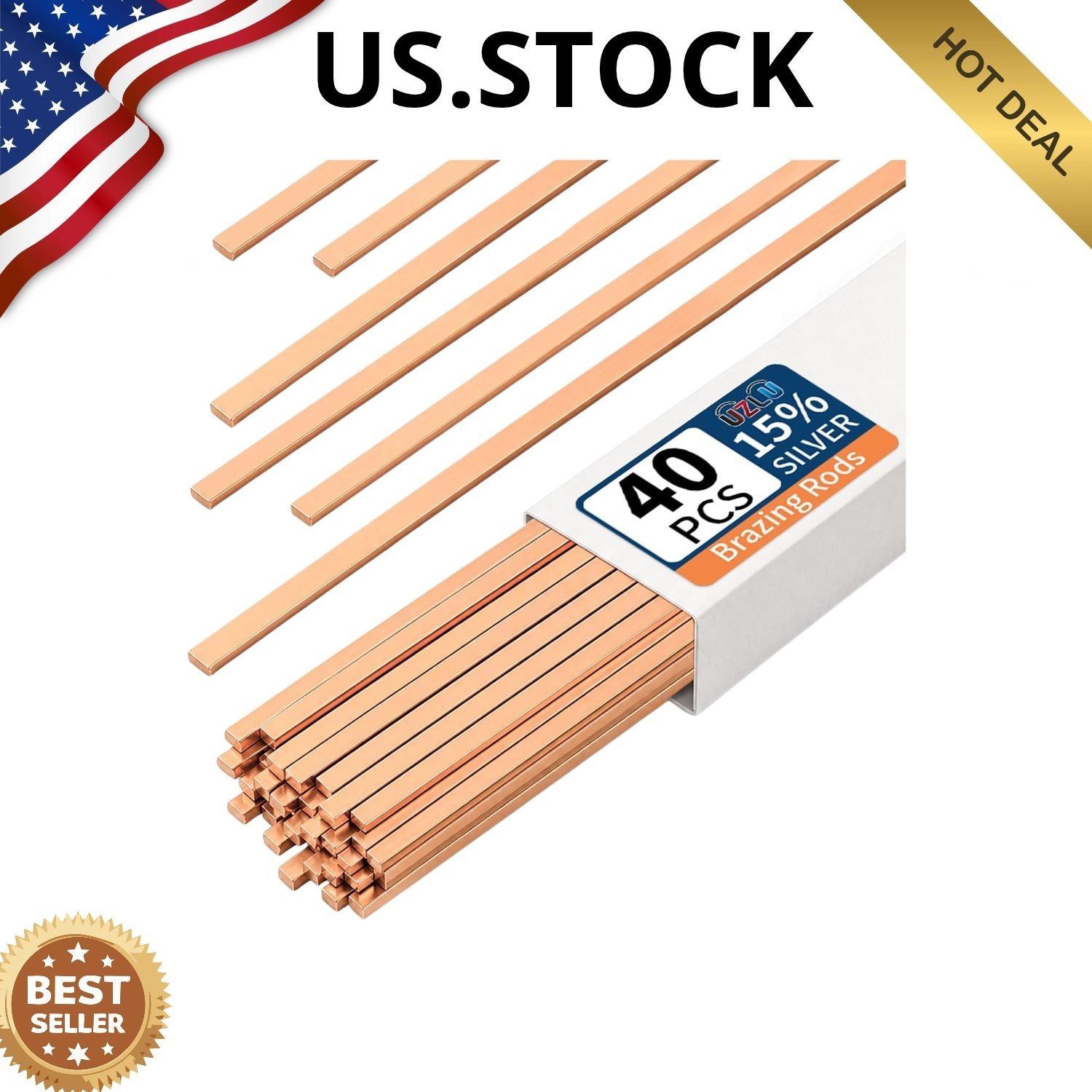 40 PCS 15% Silver Brazing Rods BCuP-5 - Copper Pipe & HVAC Solder 40 PCS 15% Silver Brazing Rods BCuP-5 - Copper Pipe & HVAC Solder